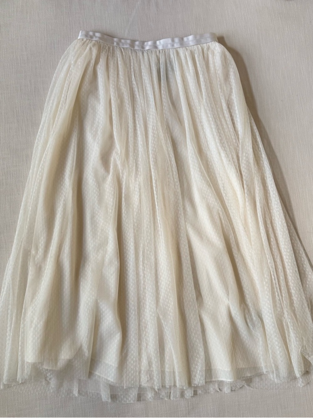 Needle & Thread Ivory Tulle Midi Skirt